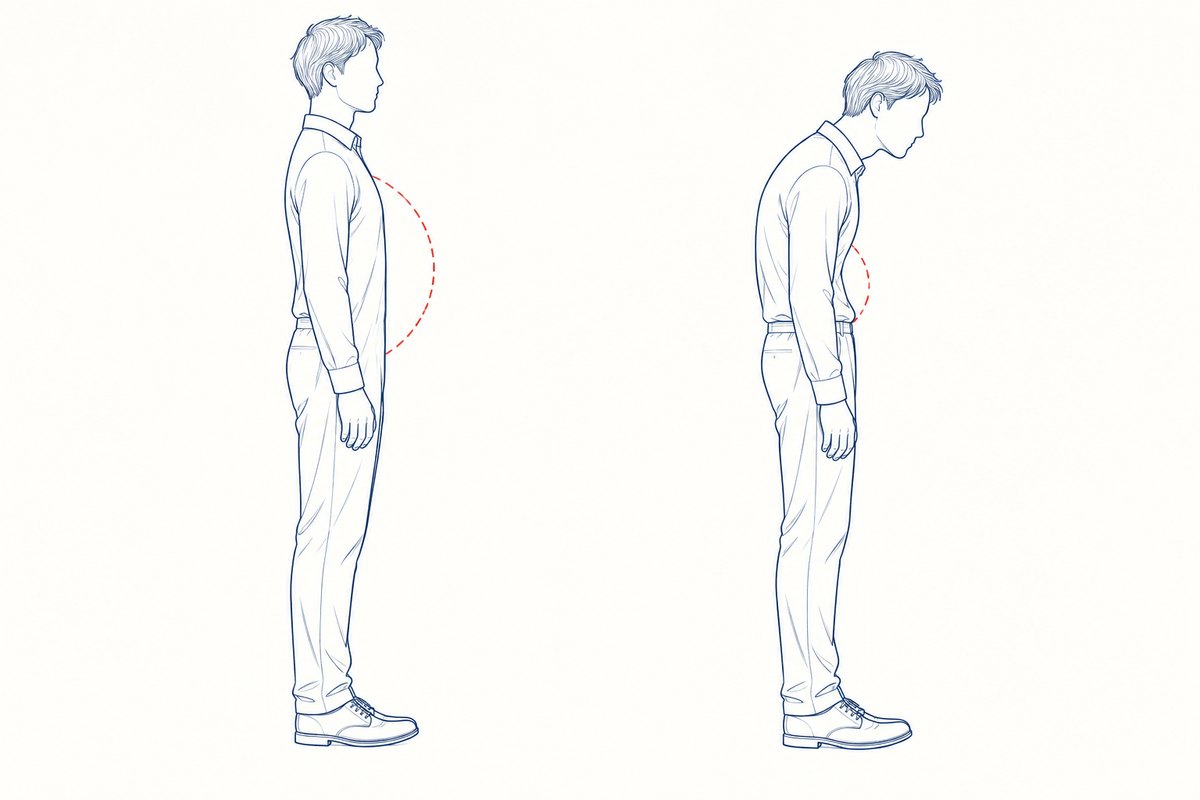 立ち姿を横から比べた図